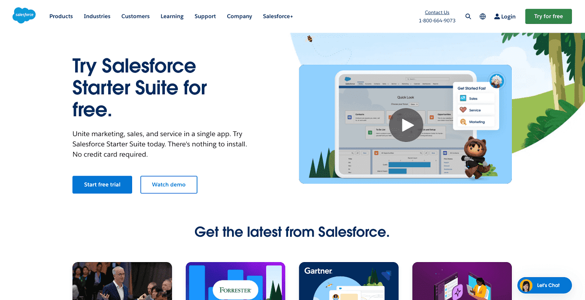 Screenshot of Salesforce CRM Homepage