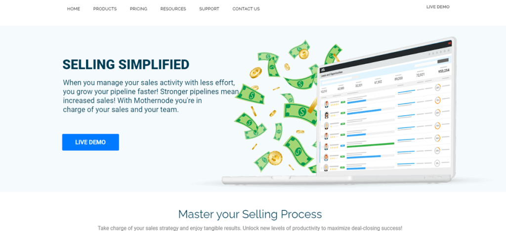 mothernode website homepage screenshot