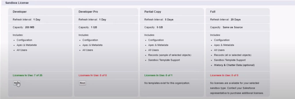 salesforce choose a sandbox screenshot