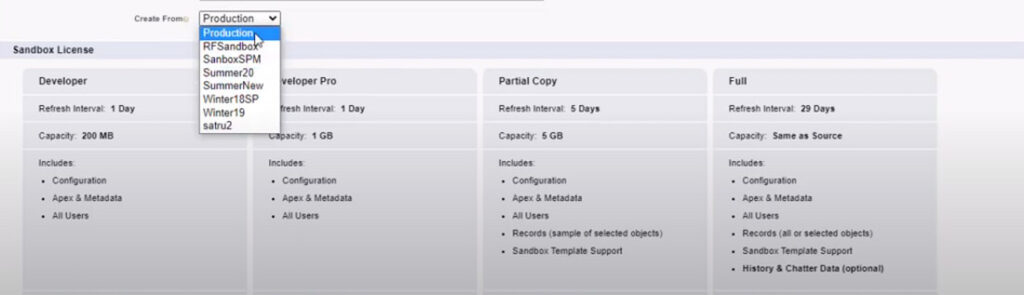 salesforce select particulars screenshot