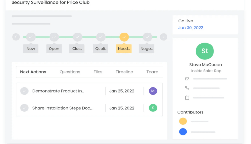 vtiger sales crm timeline mockup