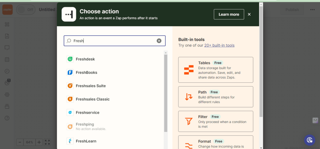 zapier choose freshsales